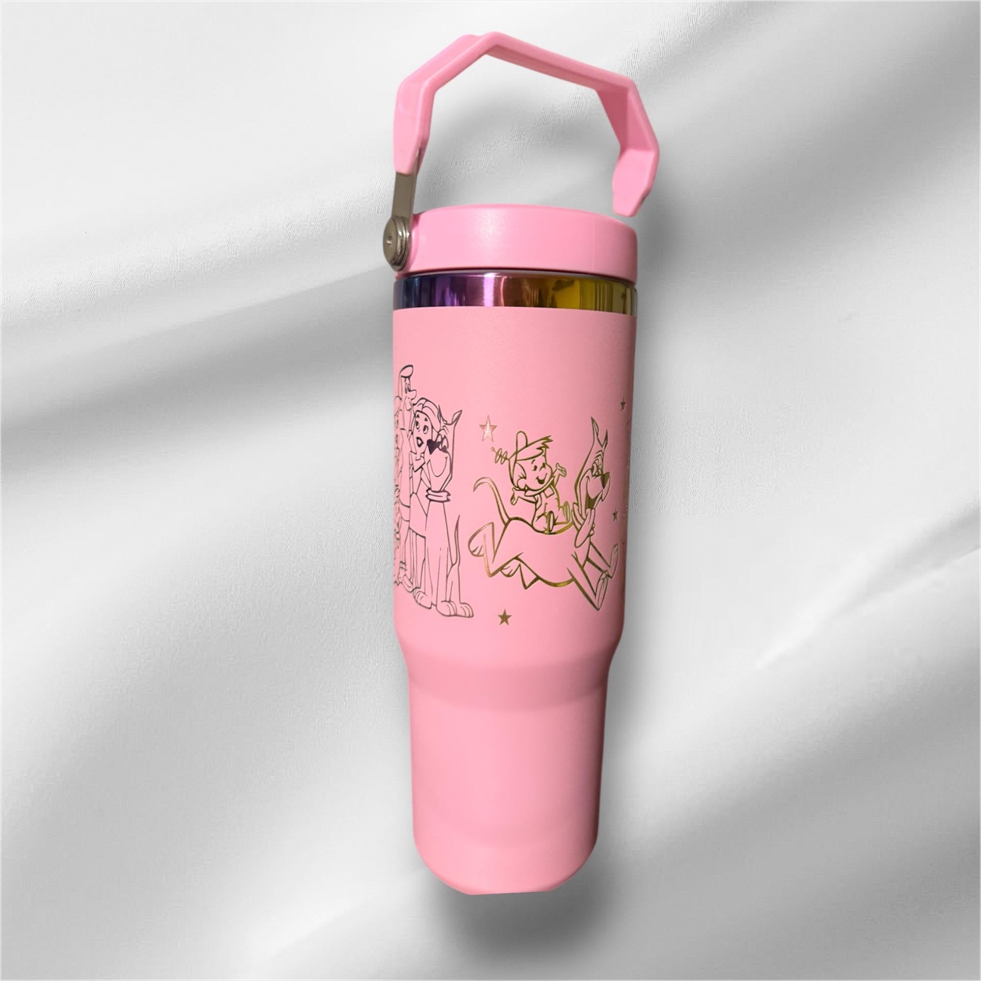 30z Rainbow Accent Jetsons Tumbler | Laser Engraved Tumbler | Handle, Lid and Straw Included