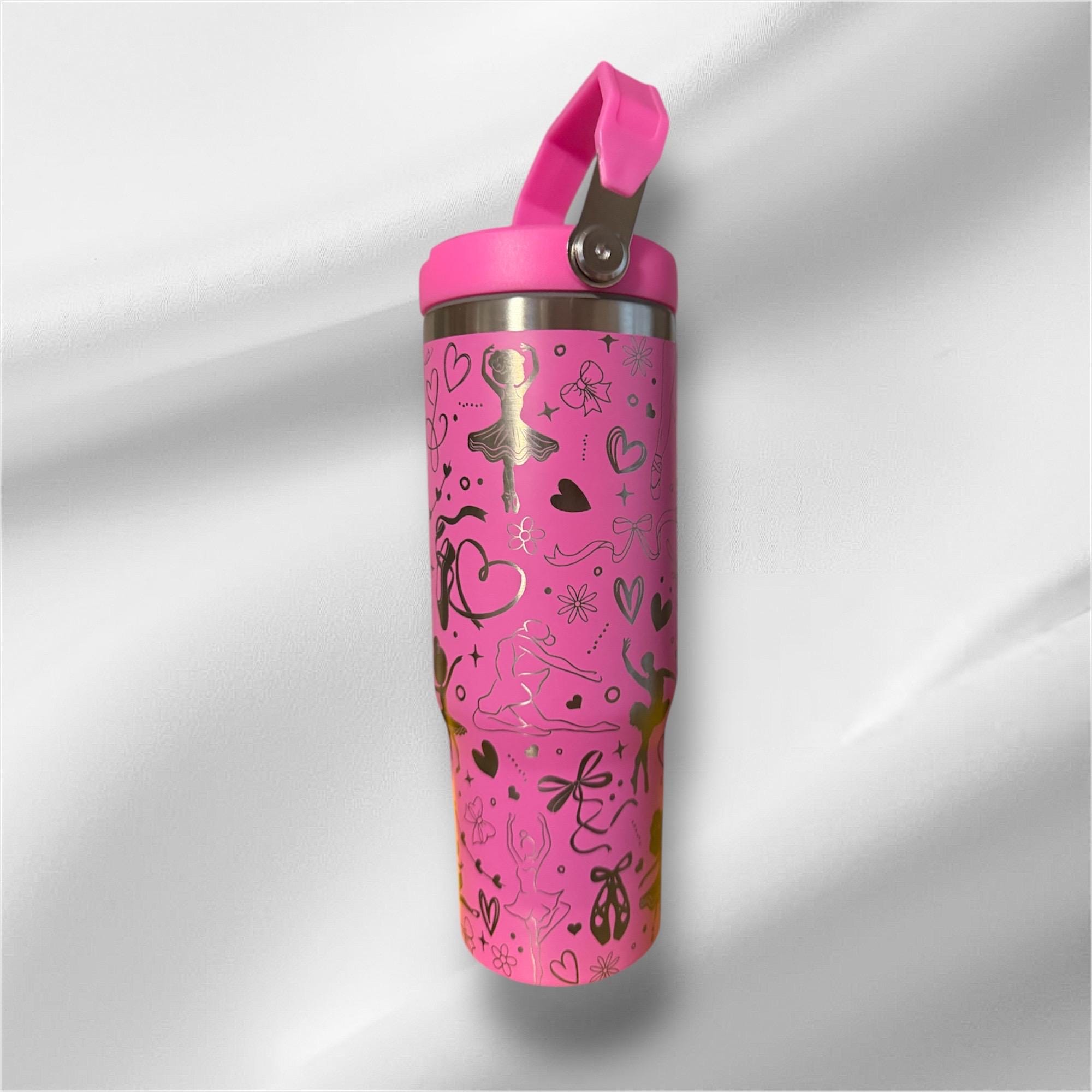 30z Ballerina Tumbler |  Laser Engraved Tumbler | Handle, Lid and Straw Included