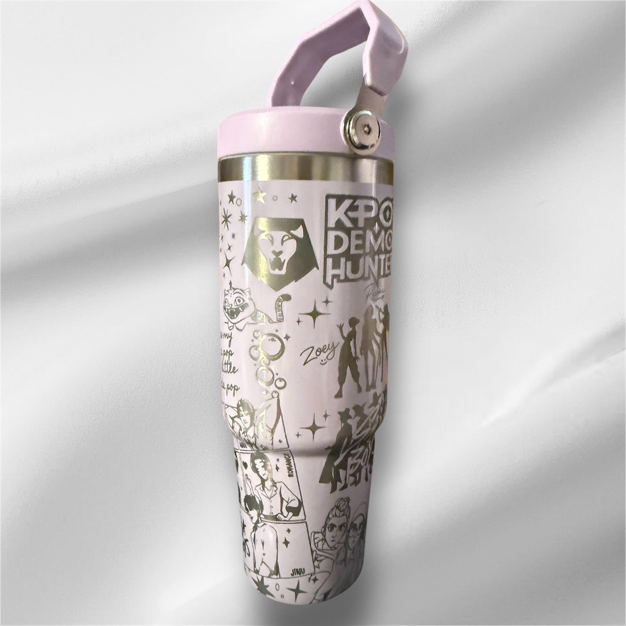 30z K-POP Tumbler |  Laser Engraved Tumbler | Handle, Lid and Straw Included
