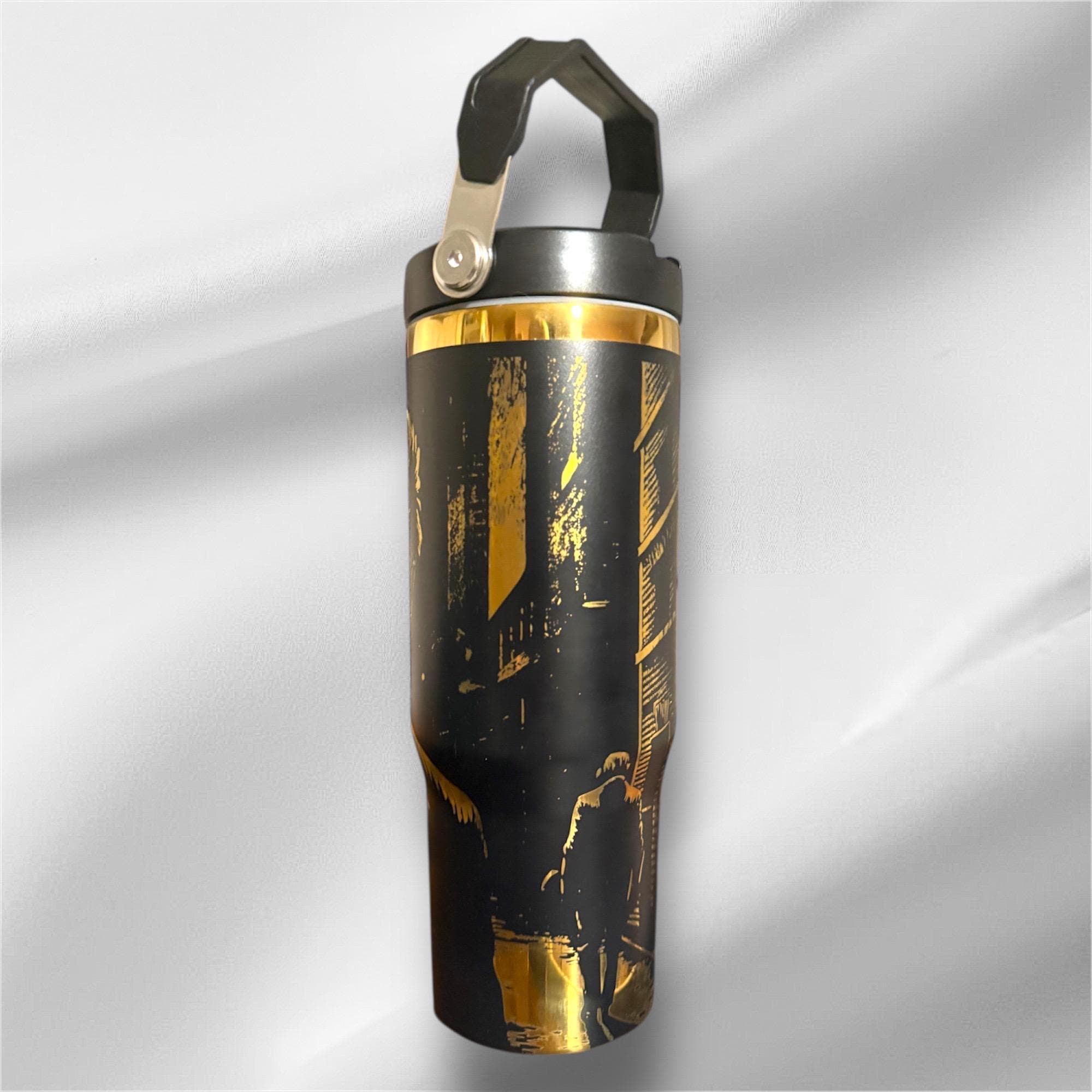 30z The Joker Tumbler | Gold plated Laser Engraved Tumbler | Handle, Lid and Straw Included