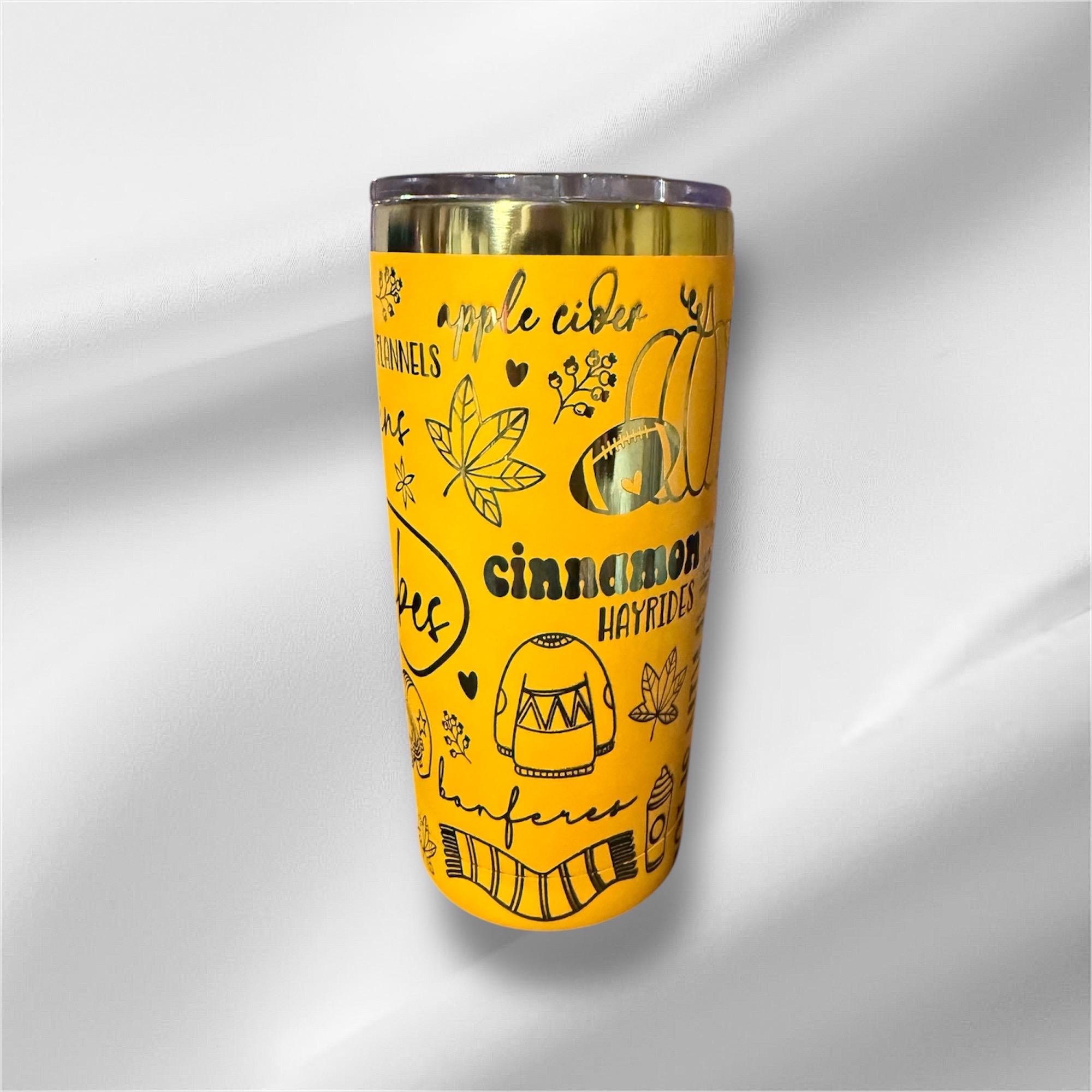 20oz Fall Rainbow Plated Tumbler | Laser Engraved Tumbler