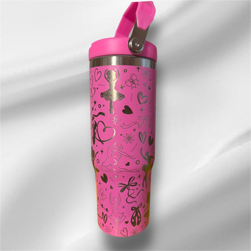 30z Ballerina Tumbler |  Laser Engraved Tumbler | Handle, Lid and Straw Included