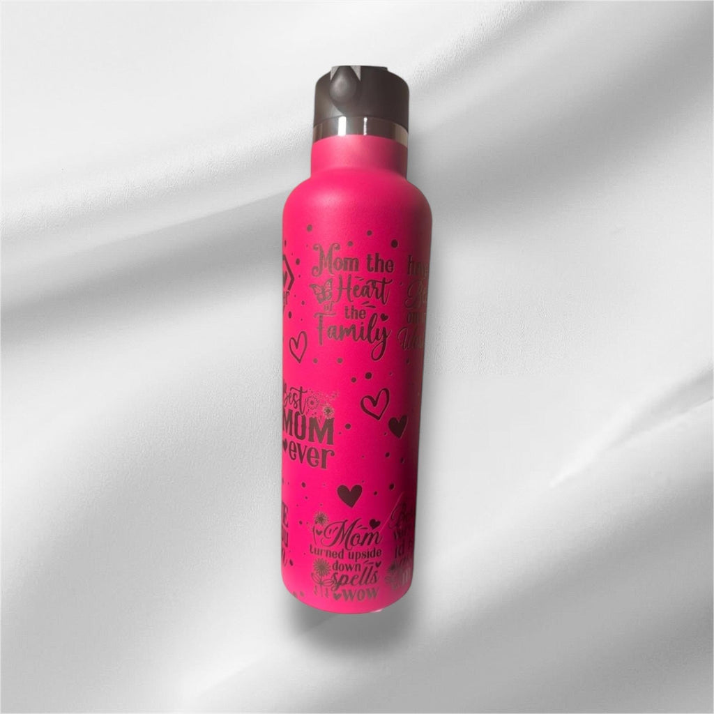Best Mom 20oz Pink Stainless Steel Bottle | Laser Engraved