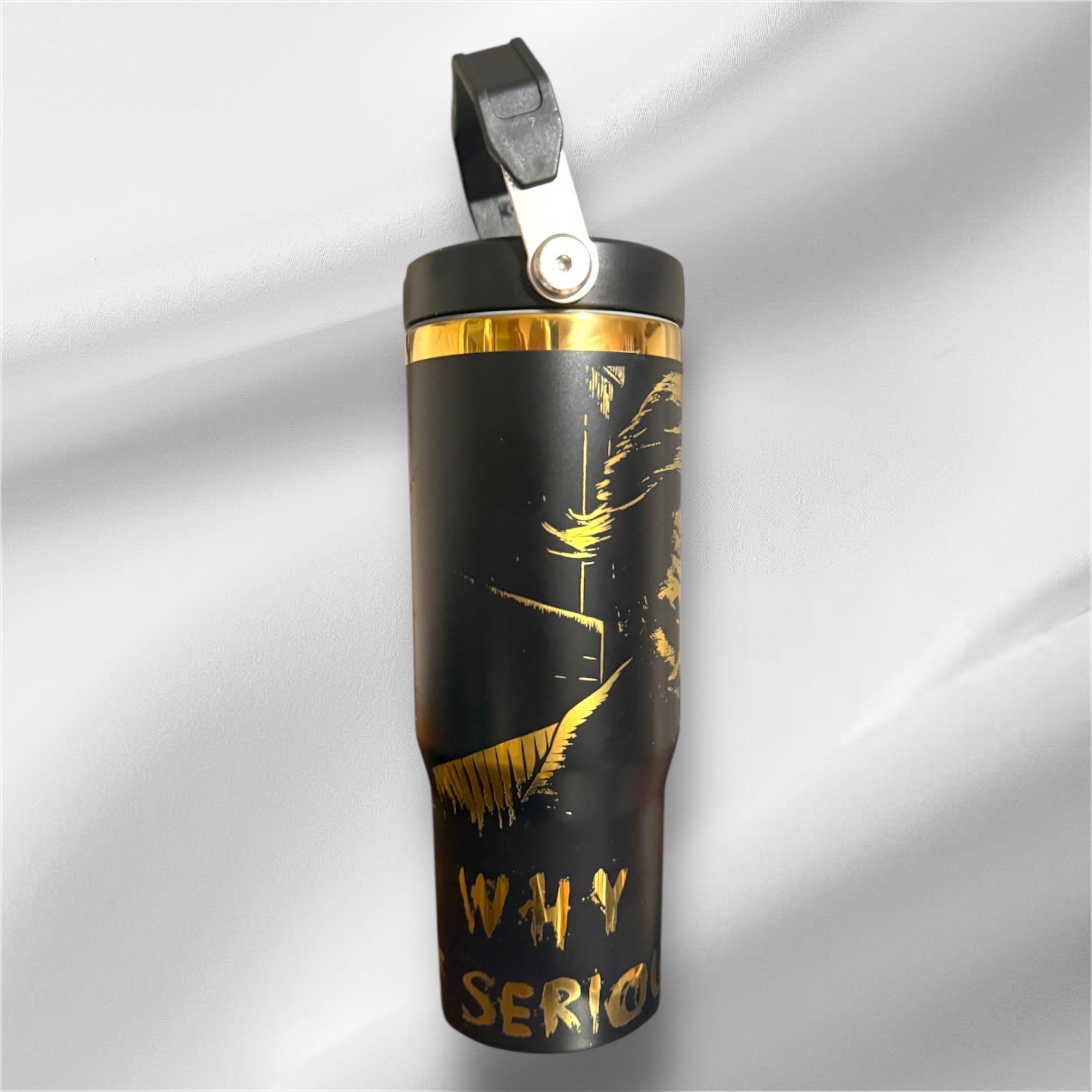 30z The Joker Tumbler | Gold plated Laser Engraved Tumbler | Handle, Lid and Straw Included