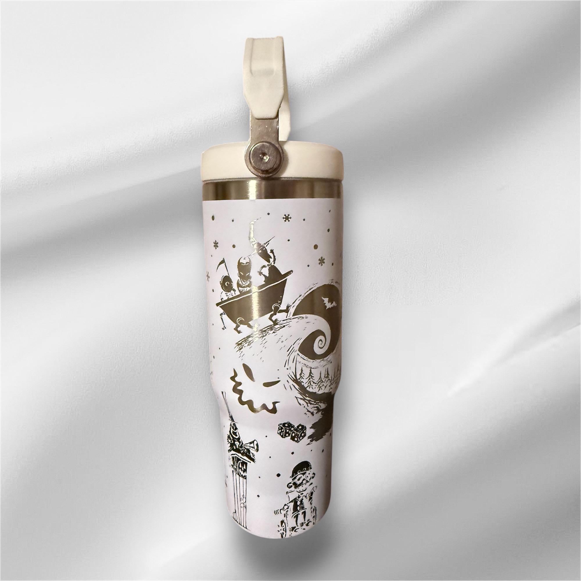 30z Nightmare Before Christmas Personalized Tumbler |  Laser Engraved Tumbler | Handle, Lid and Straw Included