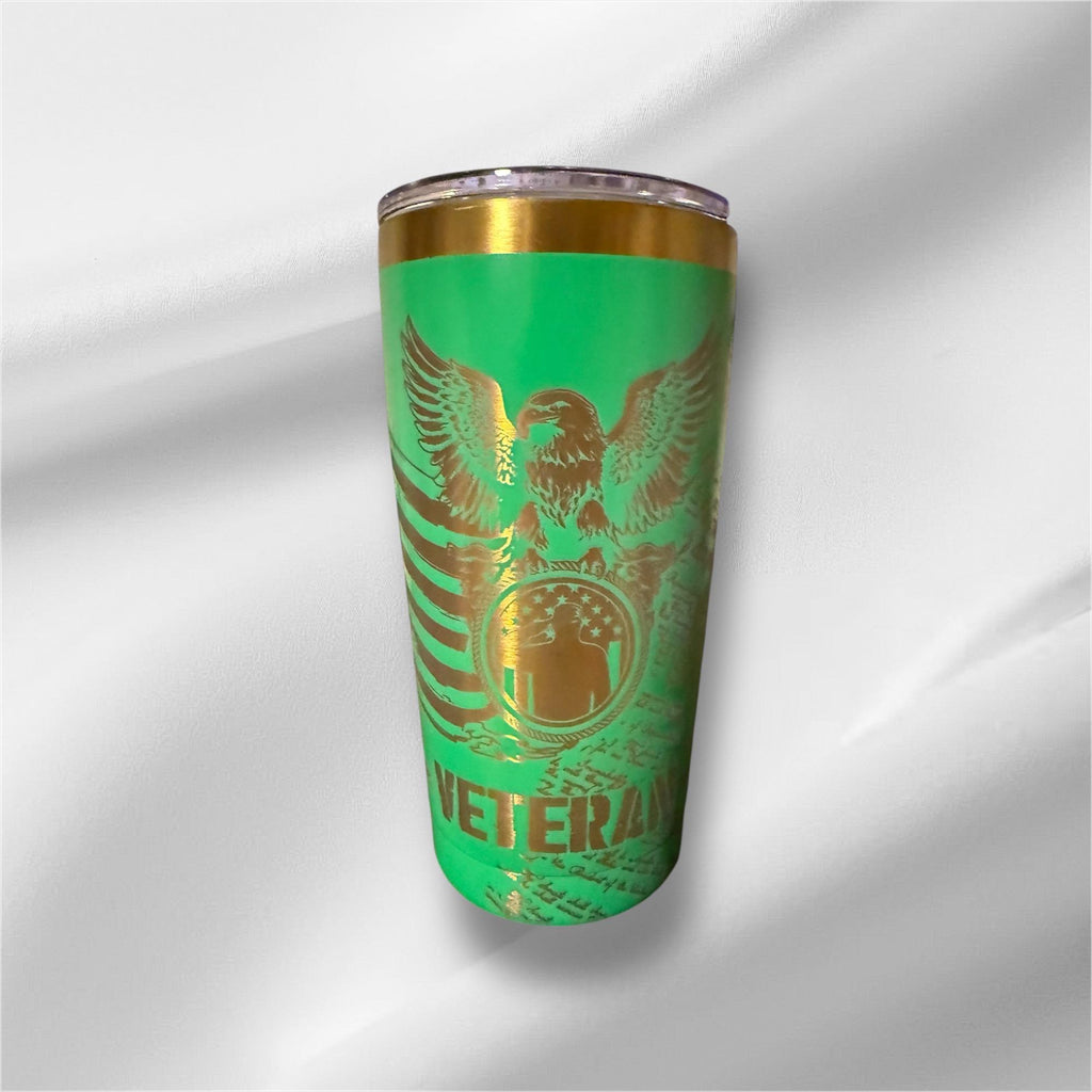 20oz Veteran Gold Plated Tumbler | Laser Engraved Tumbler