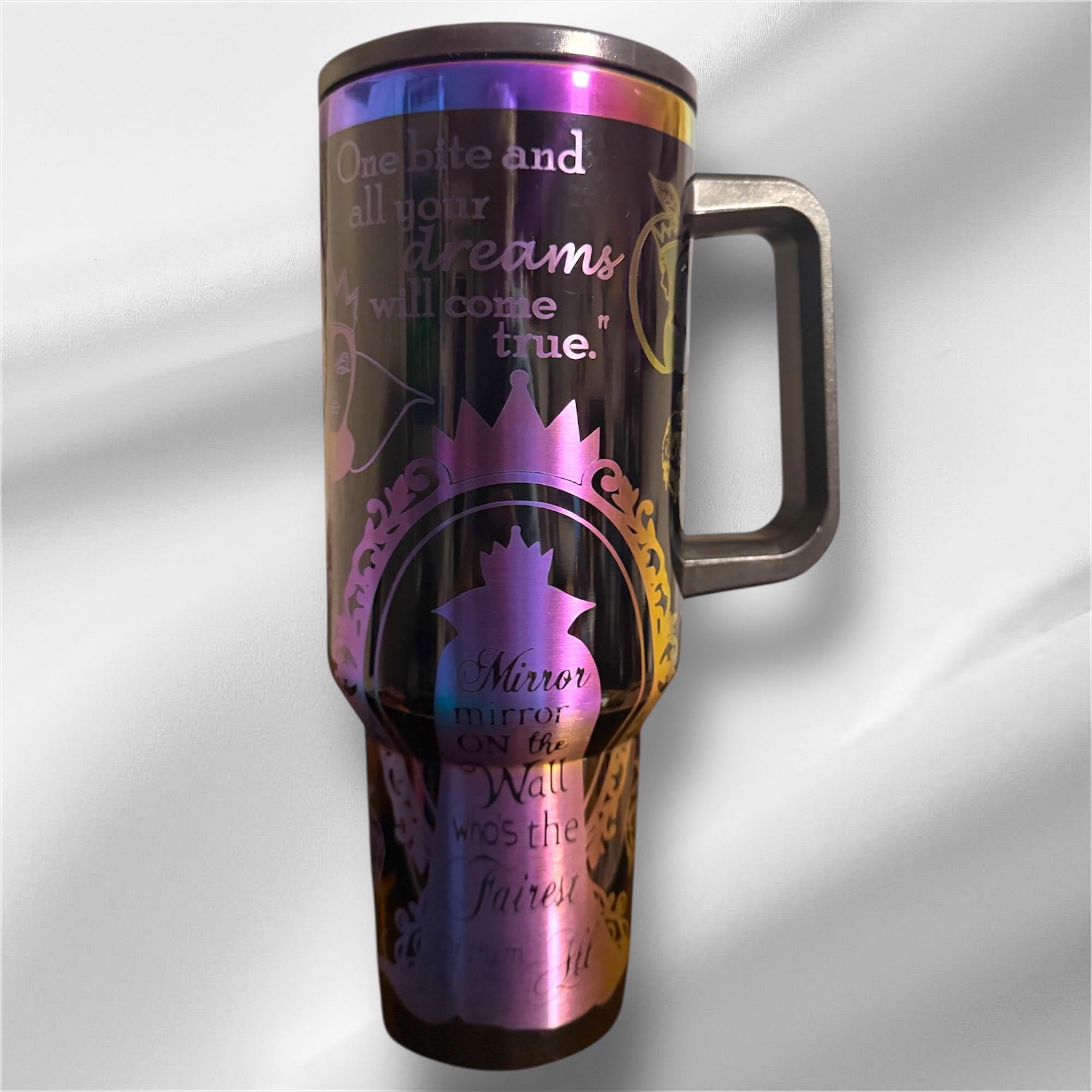 Maleficent Evil Witch Tumbler: Laser Engraved 40 oz with Lid and Straw