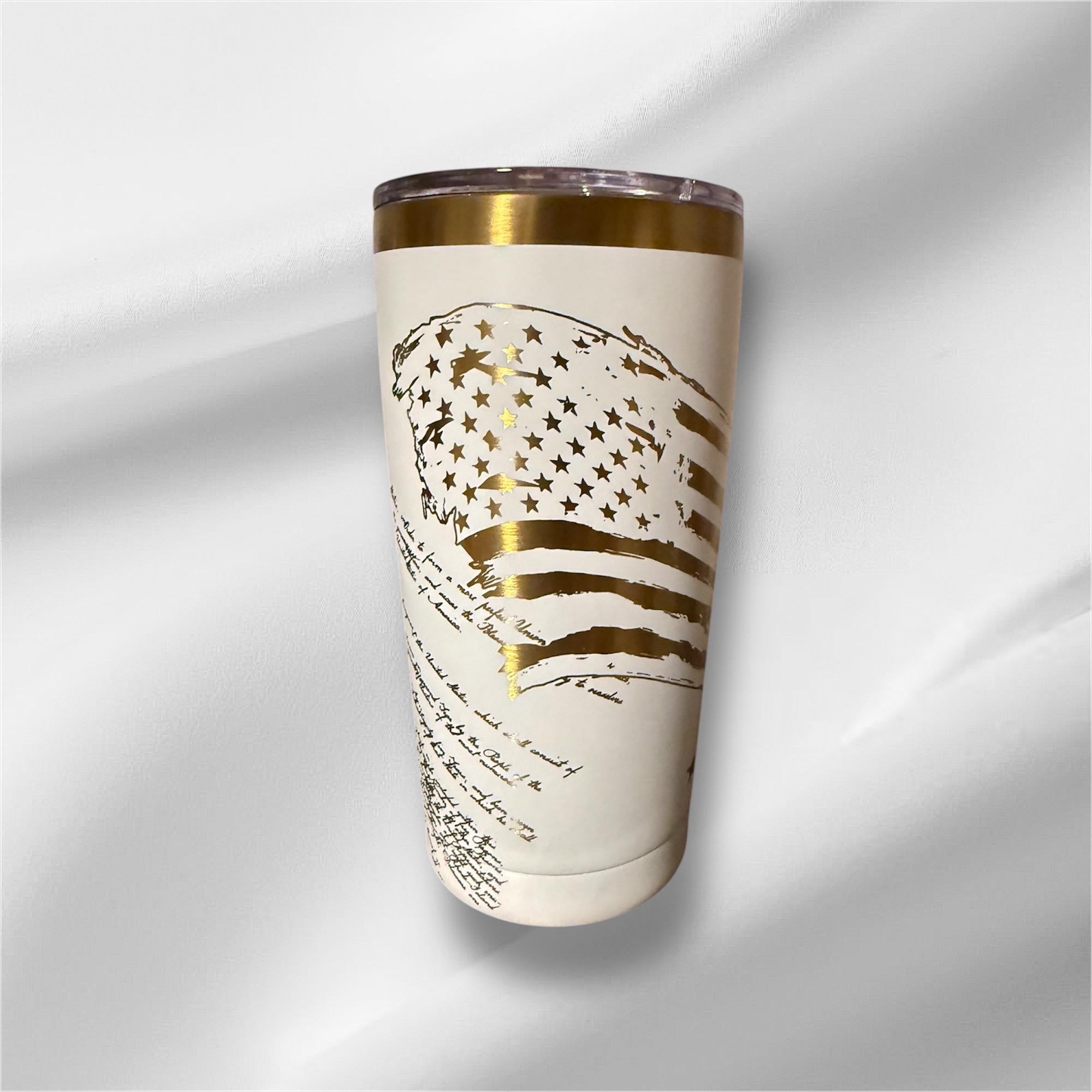 20oz Veteran Gold Plated Tumbler | Laser Engraved Tumbler