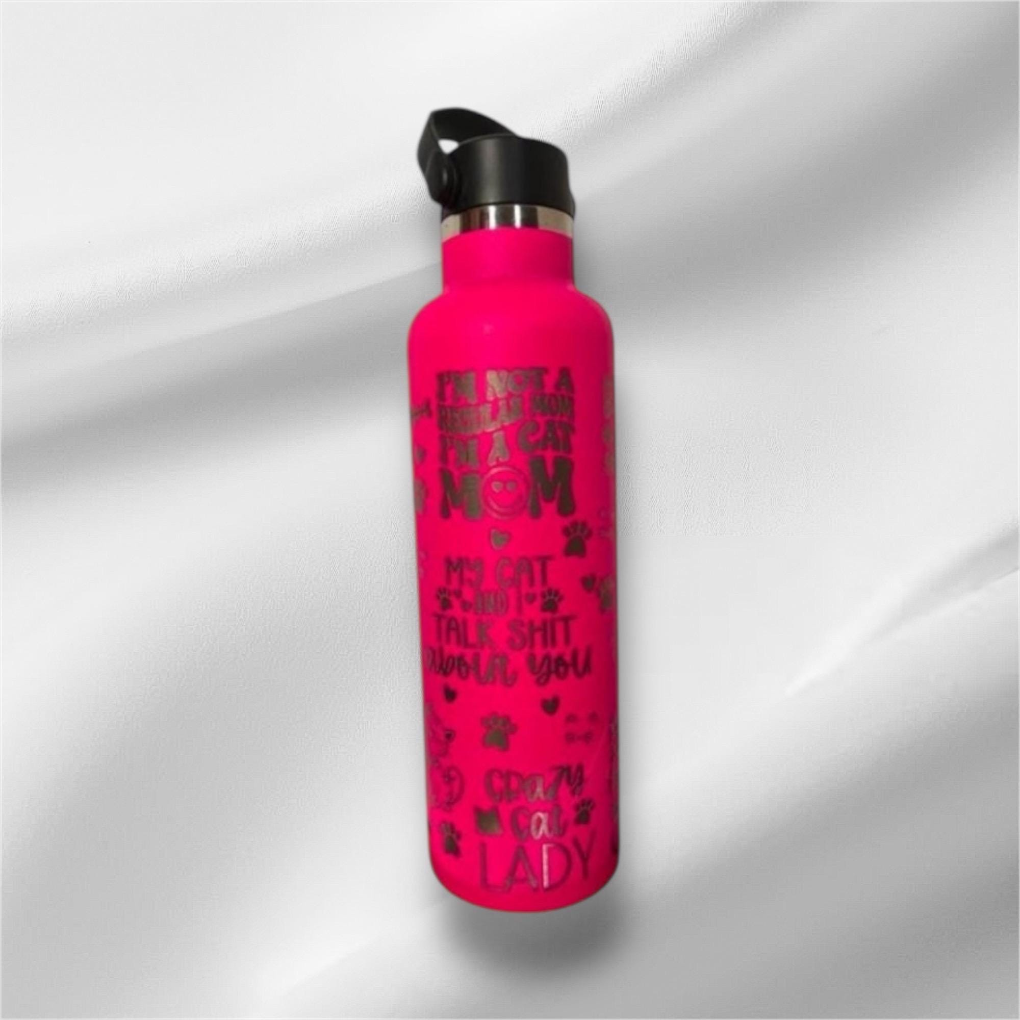 20oz Cat Mom Stainless Steel Bottle | Laser Engraved Bottle