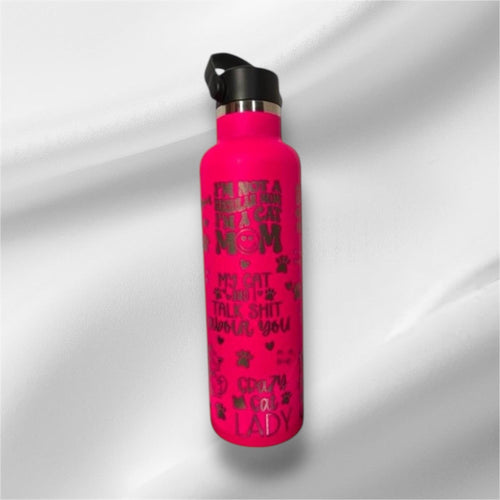 20oz Cat Mom Stainless Steel Bottle | Laser Engraved Bottle