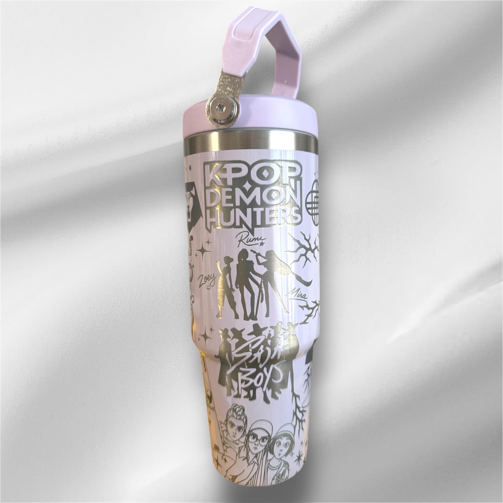 30z K-POP Tumbler |  Laser Engraved Tumbler | Handle, Lid and Straw Included