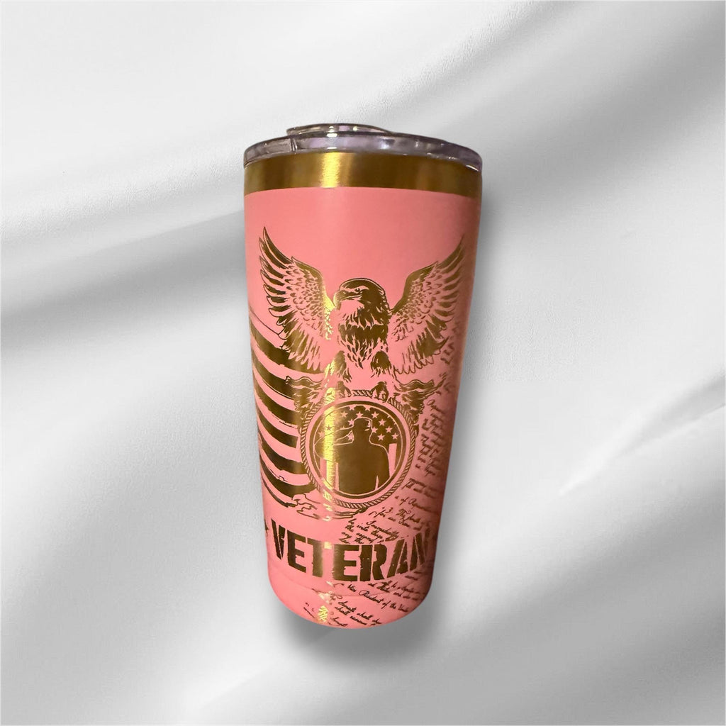 20oz Veteran Gold Plated Tumbler | Laser Engraved Tumbler