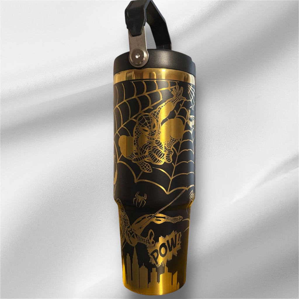 Spider-Man Tumbler | 30oz Gold Laser Engraved Cup