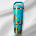 Tropical Beach Scene Tumbler | 30oz Laser Engraved Gold Plated Cup