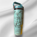 30z Black Plated Whoville Tumbler | Laser Engraved Tumbler | Handle, Lid and Straw Included