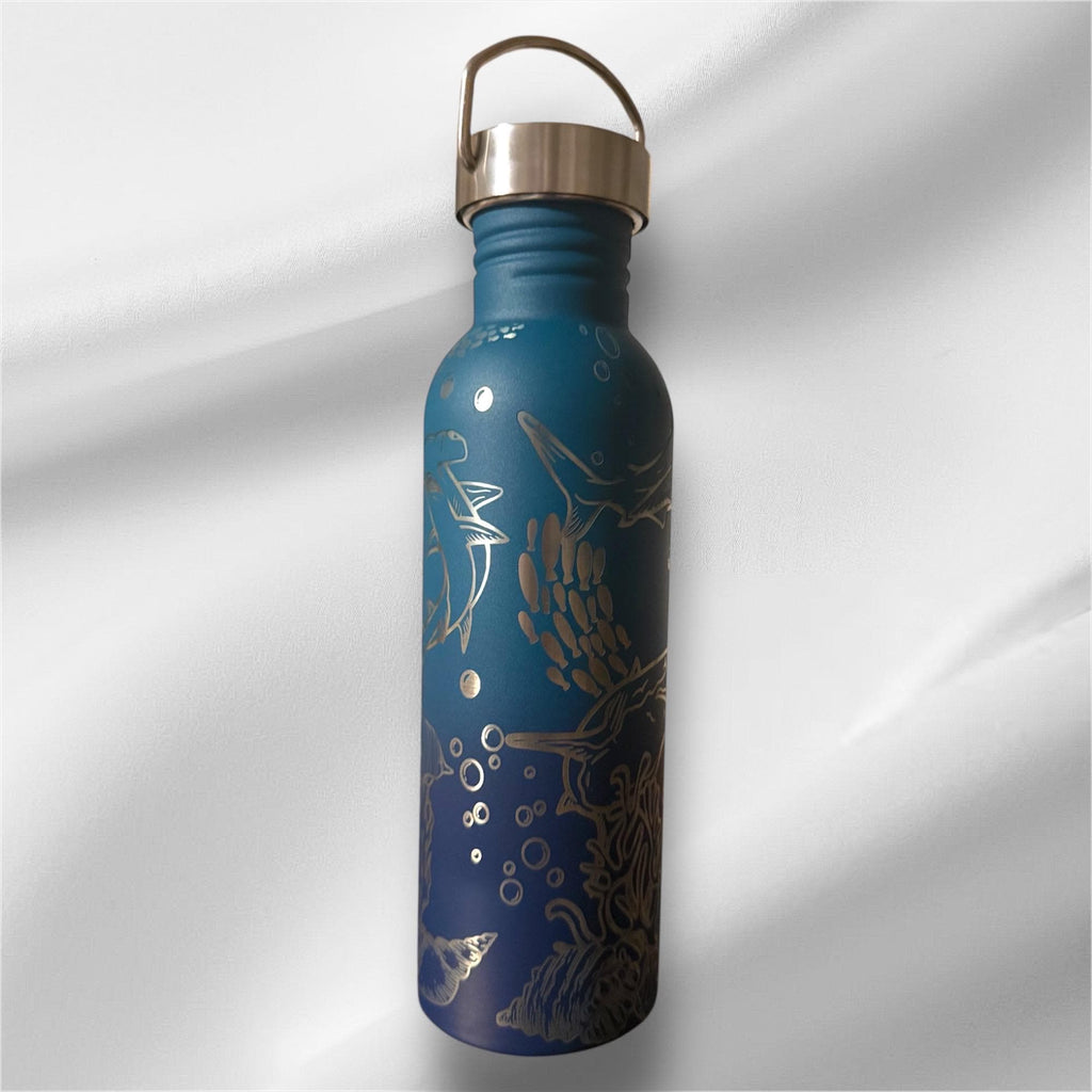 20oz Shark Lover Stainless Steel Bottle | Laser Engraved Bottle