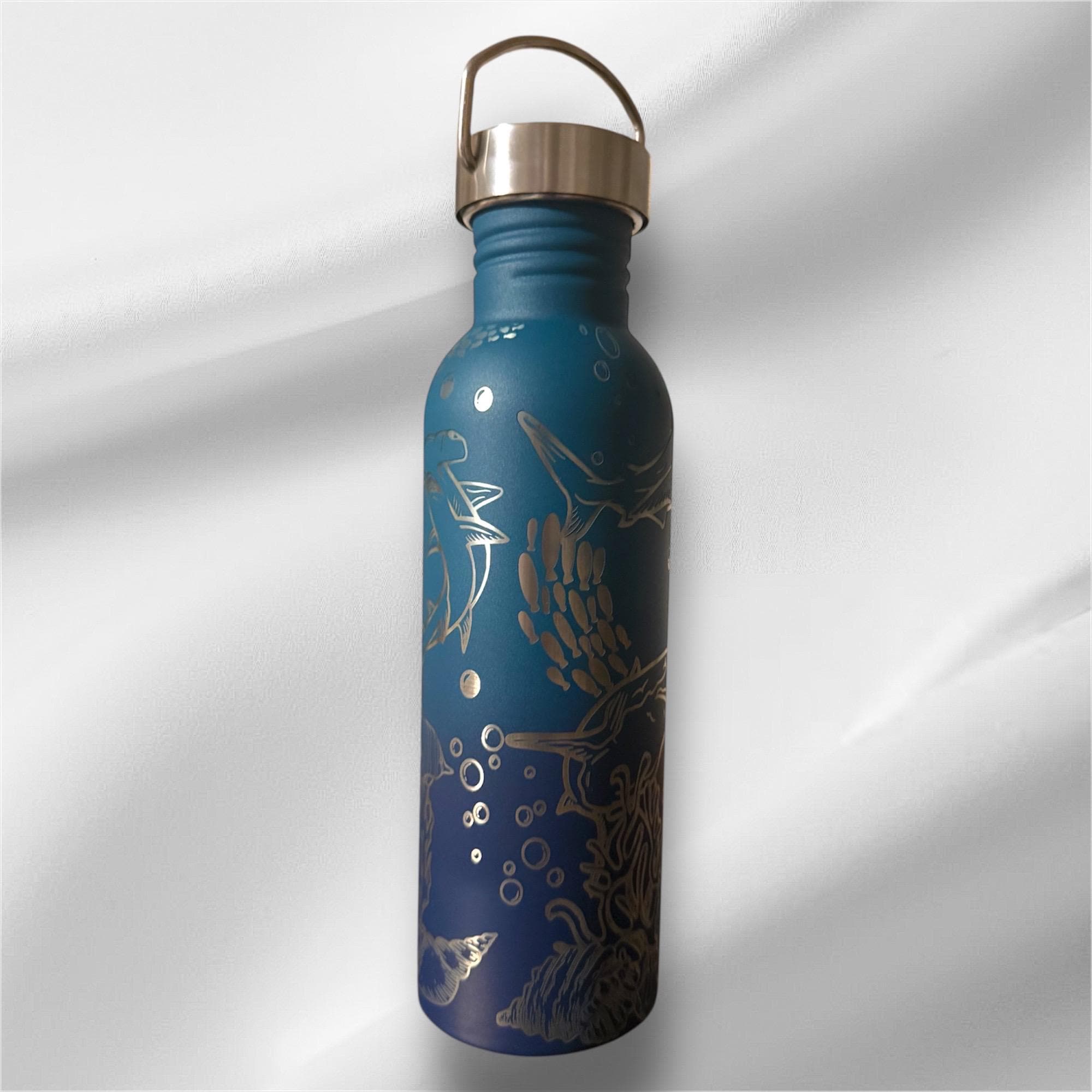20oz Shark Lover Stainless Steel Bottle | Laser Engraved Bottle