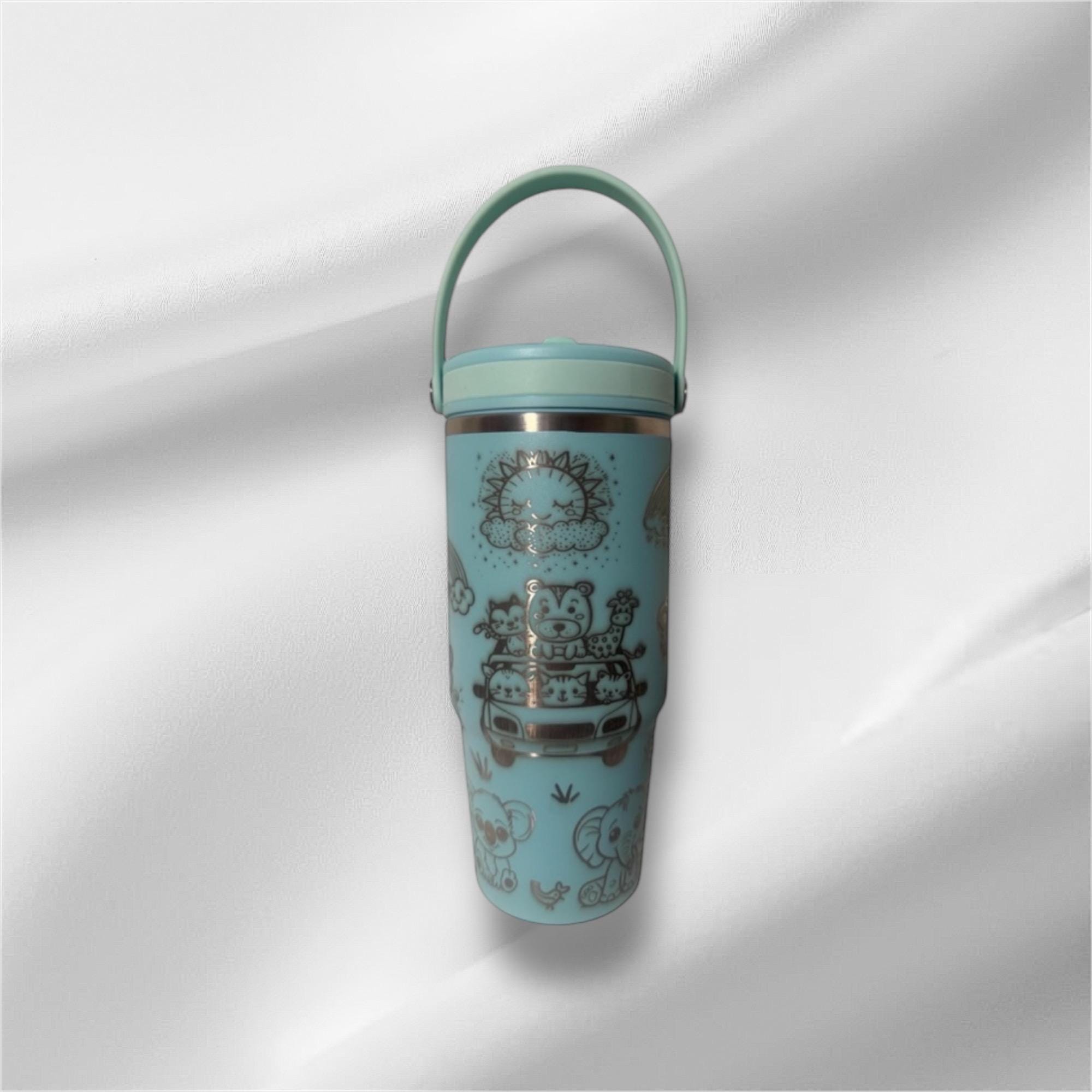 20oz Kids Tumbler | Laser Engraved Tumbler | Flip top straw