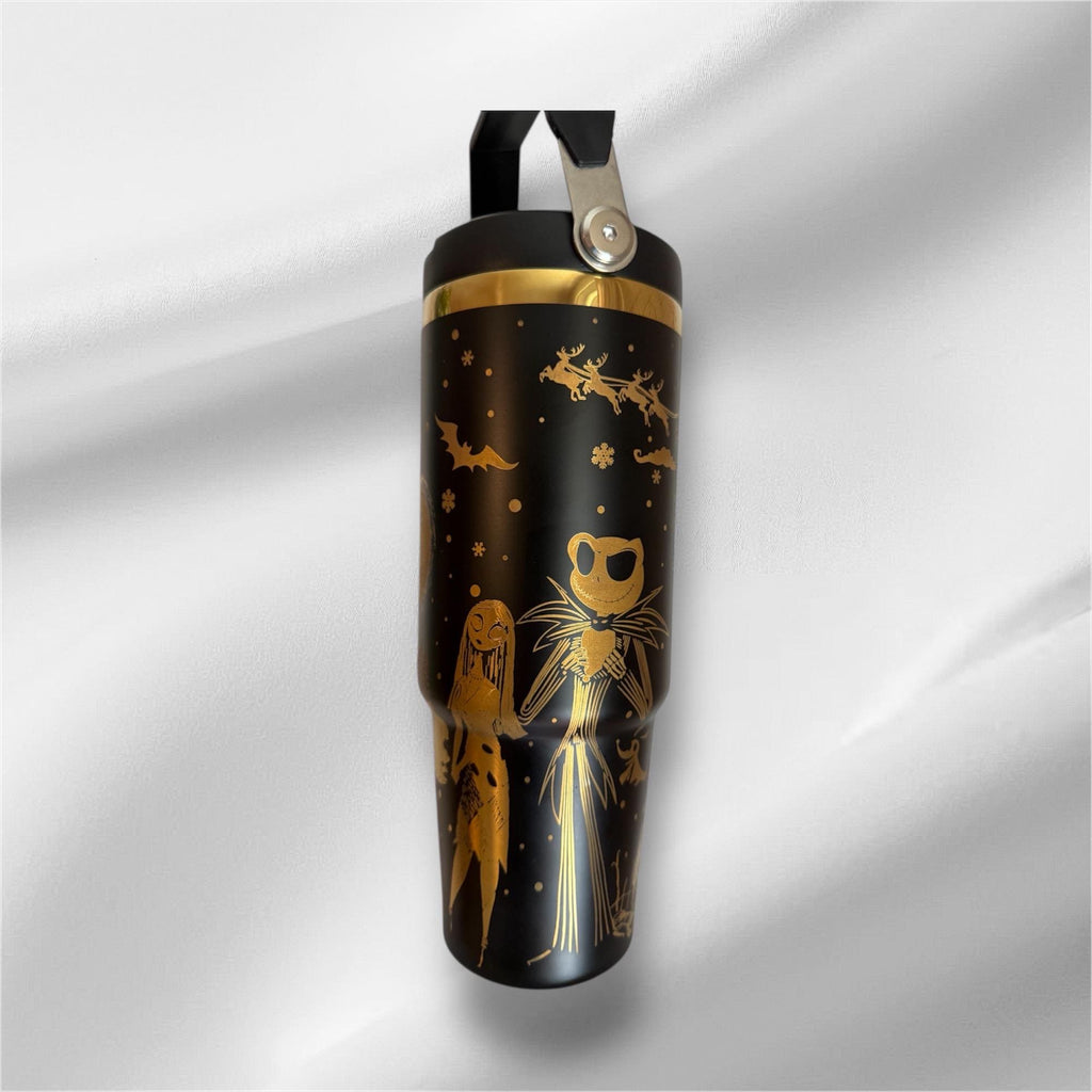 Nightmare Before Christmas Tumbler | 30oz Gold Laser Engraved Cup