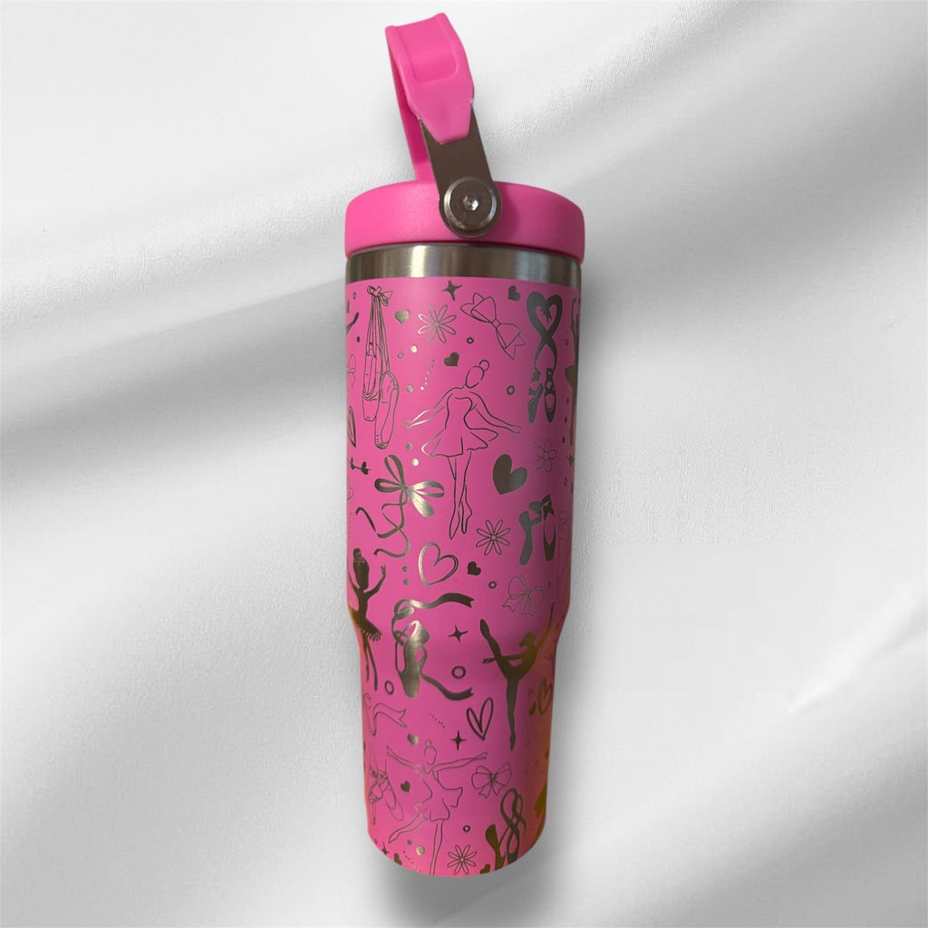 30z Ballerina Tumbler |  Laser Engraved Tumbler | Handle, Lid and Straw Included
