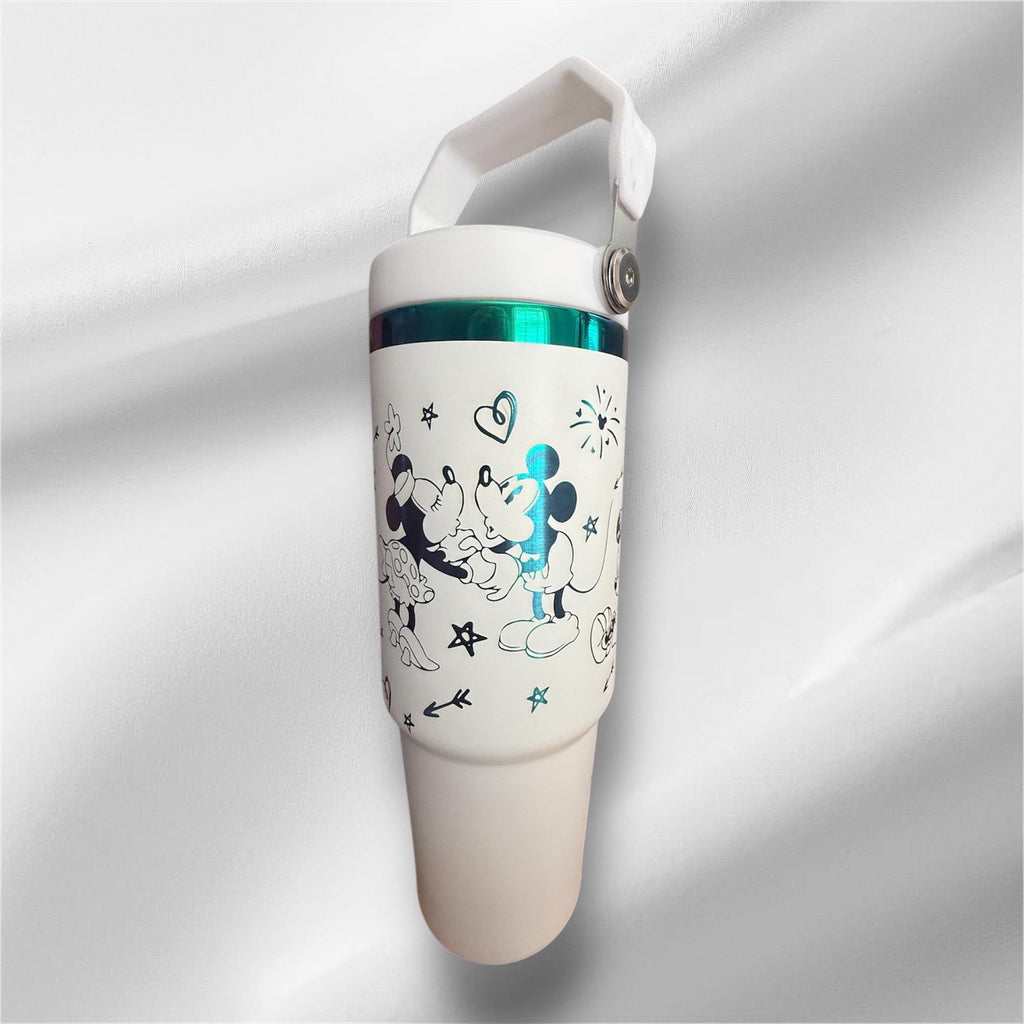 30z Disney Rainbow Plated Tumbler |  Laser Engraved Tumbler | Handle, Lid and Straw Included
