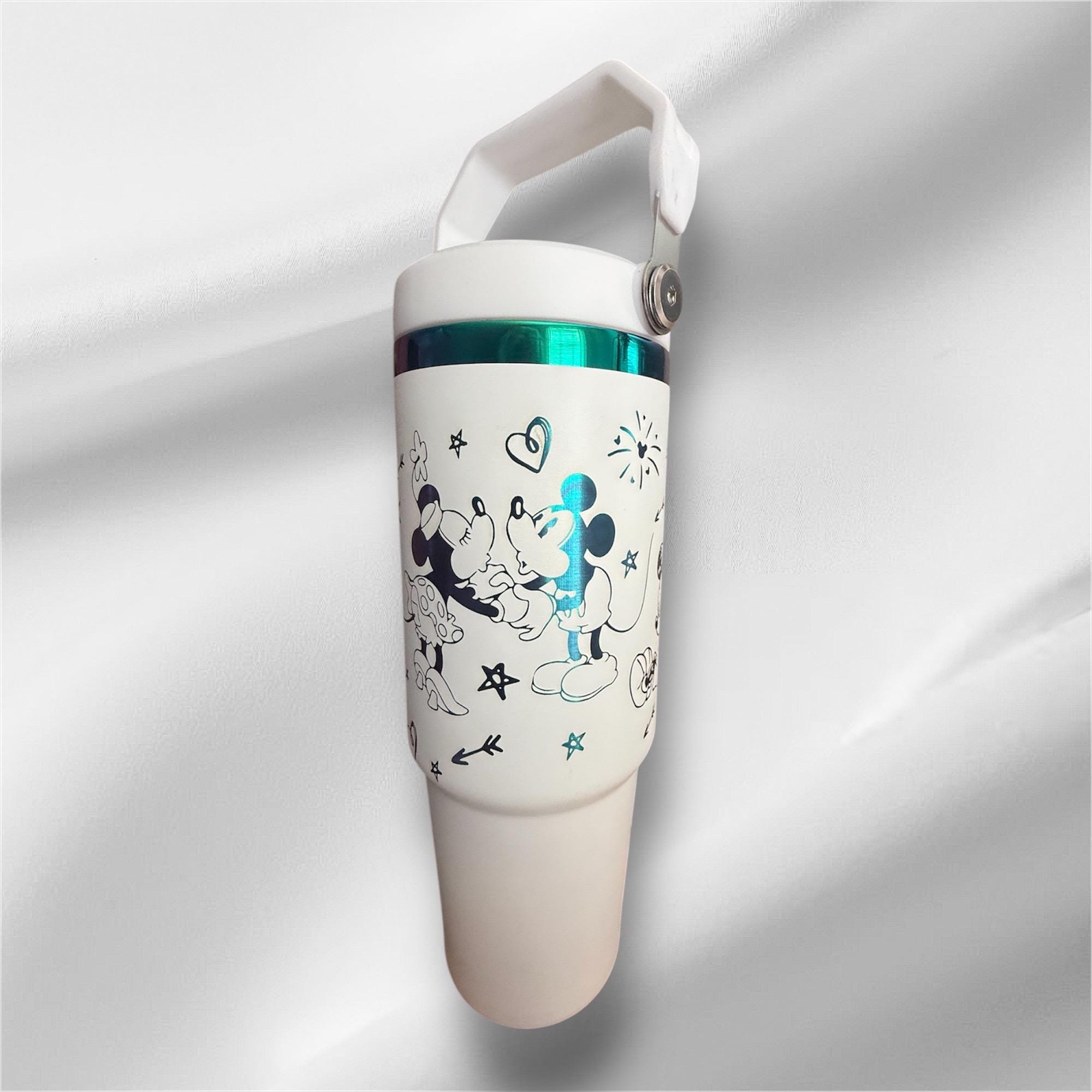 30z Disney Rainbow Plated Tumbler |  Laser Engraved Tumbler | Handle, Lid and Straw Included