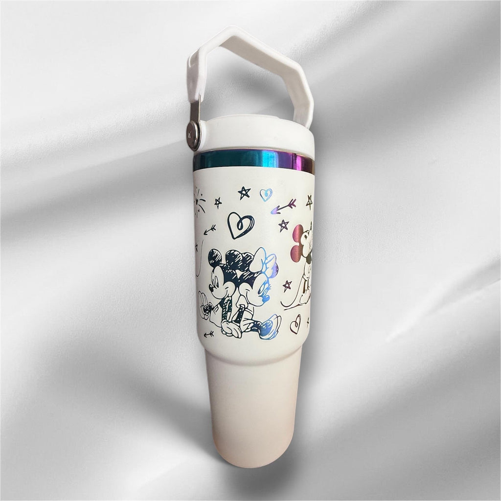 30z Disney Rainbow Plated Tumbler |  Laser Engraved Tumbler | Handle, Lid and Straw Included