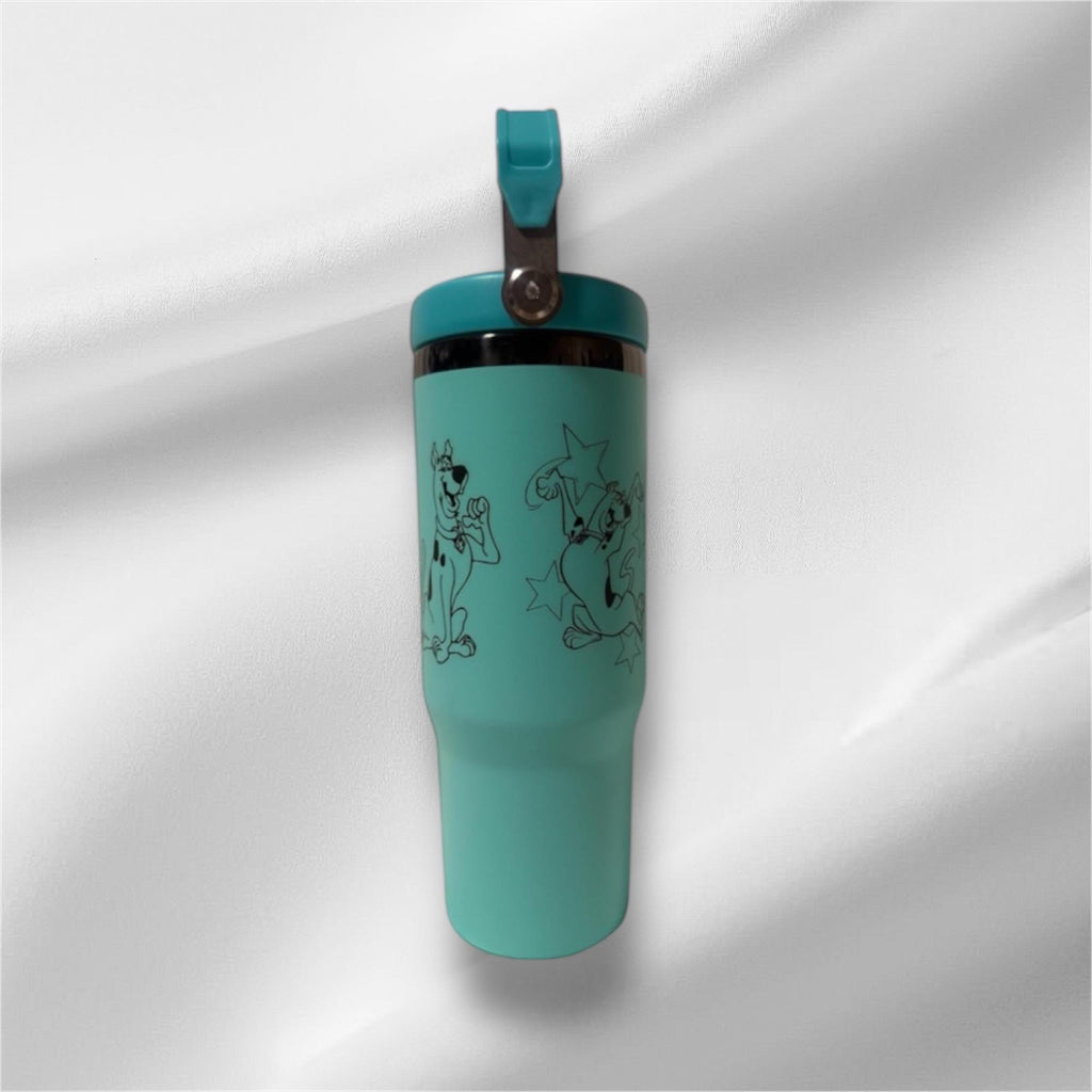30z Scooby Doo Tumbler | Black Laser Engraved Tumbler | Handle, Lid and Straw Included