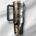 40z Black Cat Van Gogh Tumbler | Laser Engraved Tumbler | Handle, Lid and Straw Included.