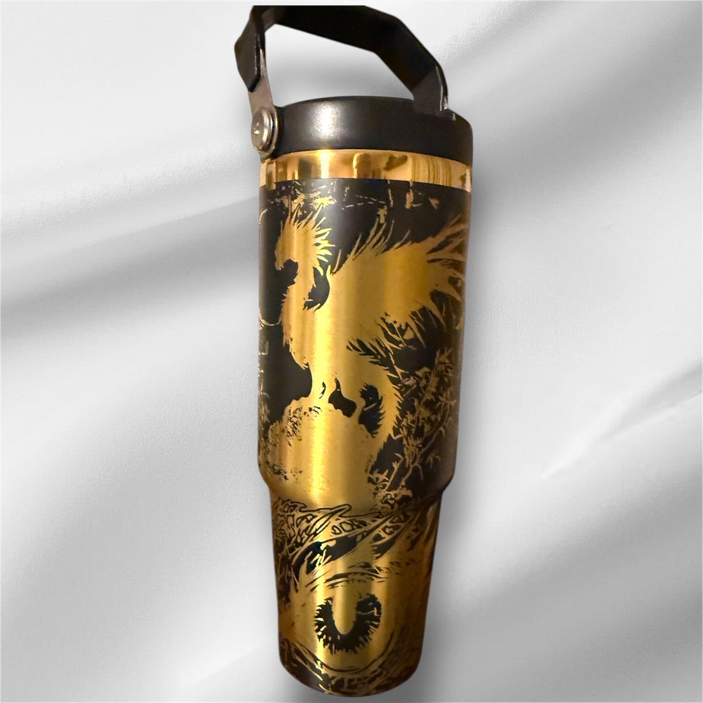 Fantasy Dragon Tumbler | 30oz Gold Laser Engraved Cup
