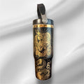 30z Gold Accent Dragon Tumbler | Laser Engraved Tumbler | Handle, Lid and Straw Included