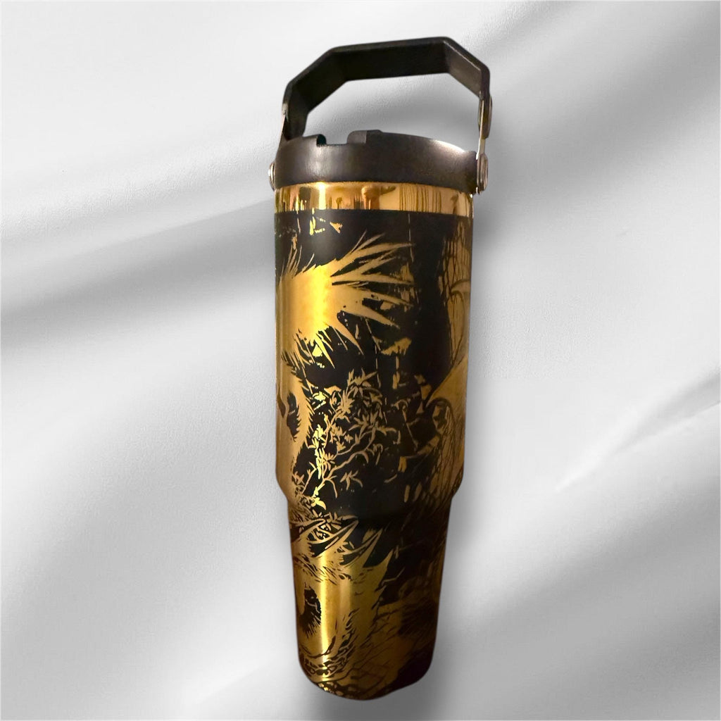 Fantasy Dragon Tumbler | 30oz Gold Laser Engraved Cup