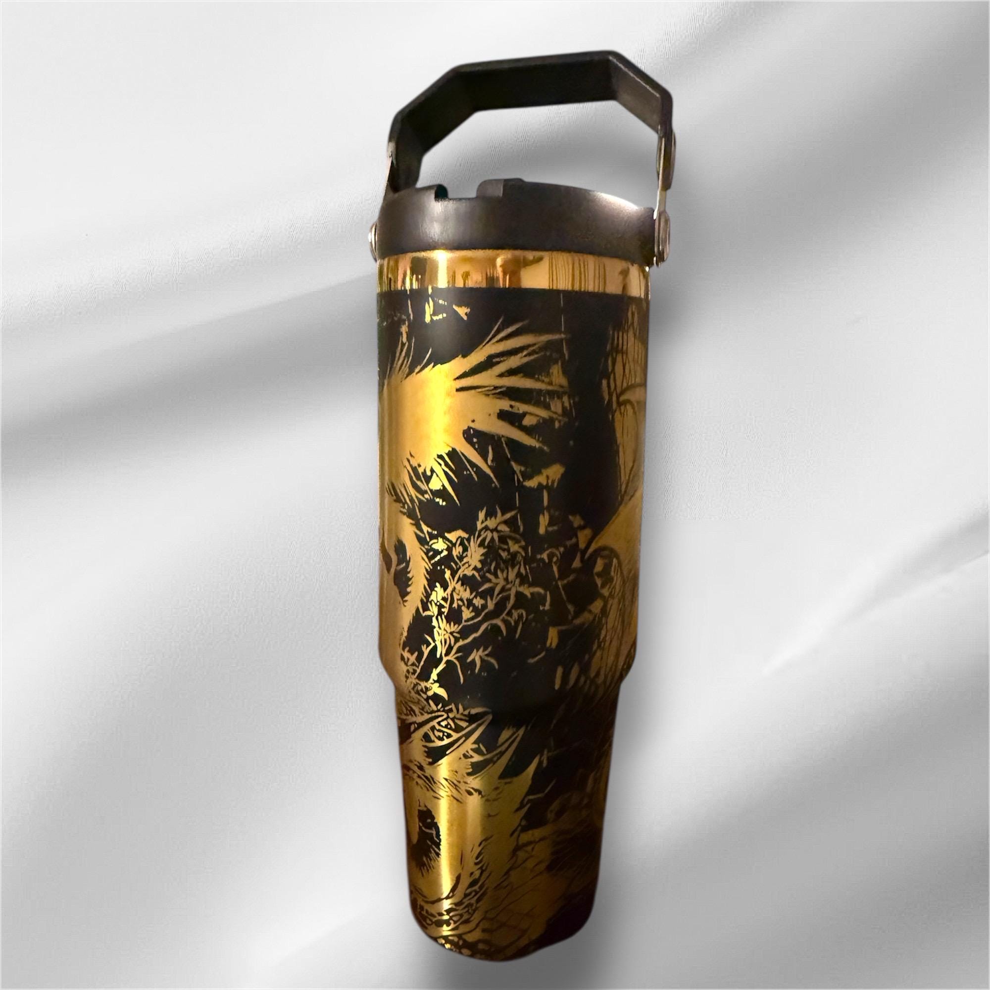 Fantasy Dragon Tumbler | 30oz Gold Laser Engraved Cup
