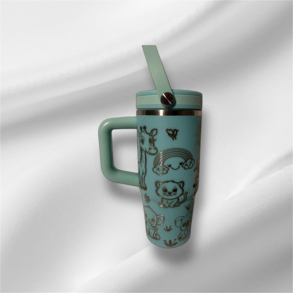 20oz Kids Tumbler | Laser Engraved Tumbler | Flip top straw