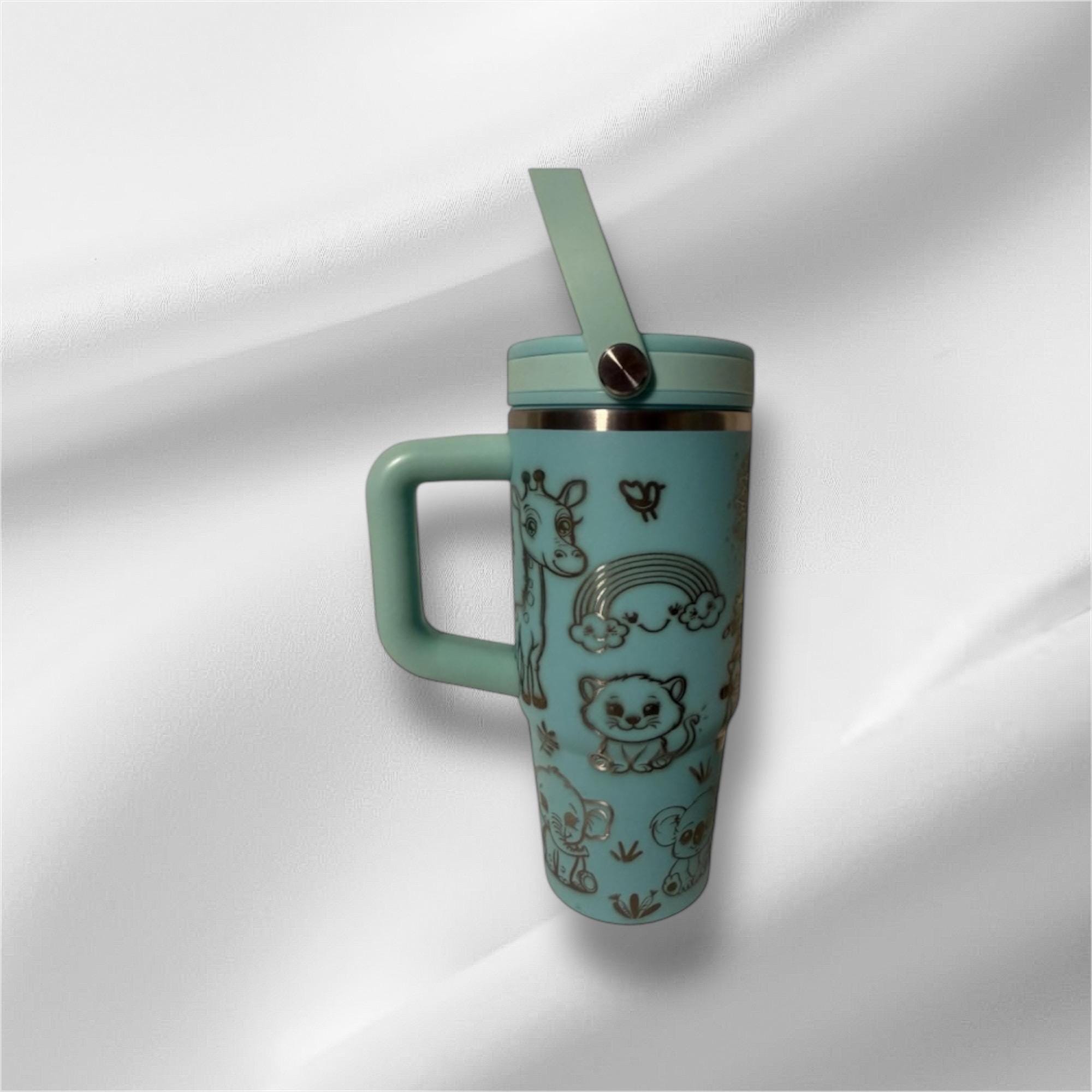 20oz Kids Tumbler | Laser Engraved Tumbler | Flip top straw