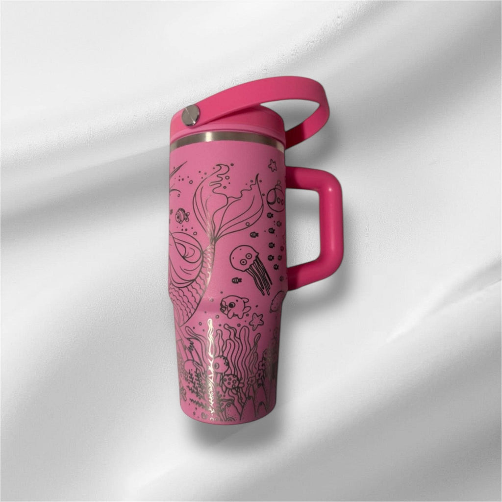 20oz Kids Tumbler | Laser Engraved Tumbler | Flip top straw