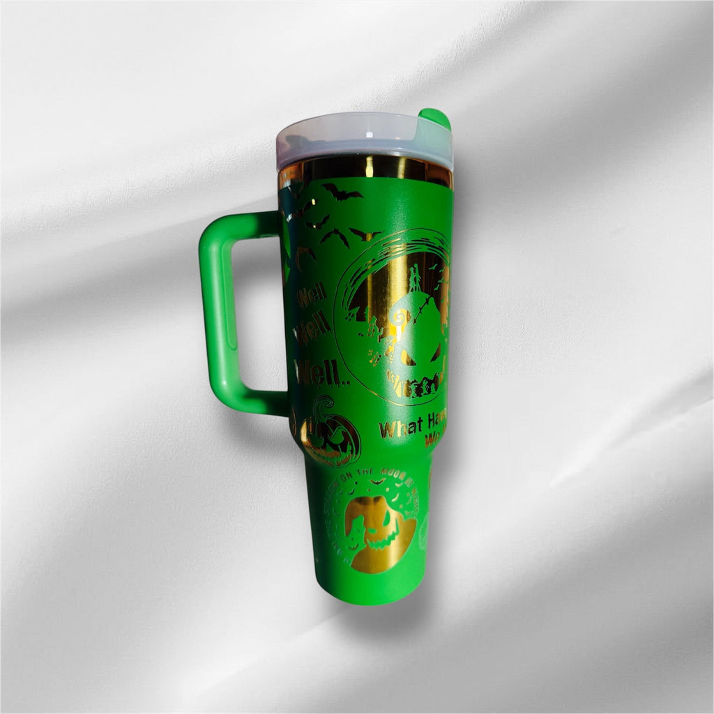 Oogie Boogie 40 oz Tumbler: Laser Engraved Gold Accent