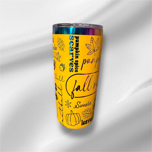 20oz Fall Rainbow Plated Tumbler | Laser Engraved Tumbler