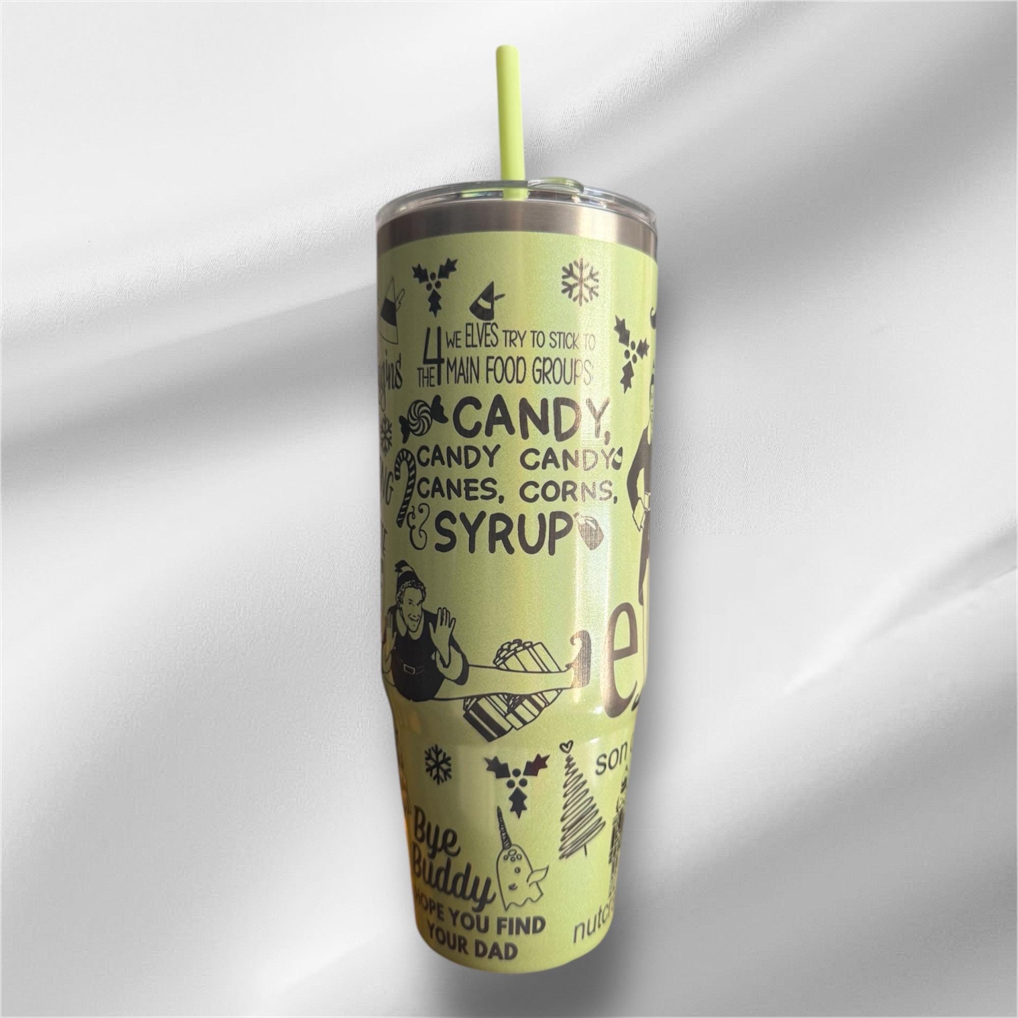 Elf Movie Pearlized Tumbler | Laser Engraved 30oz with Handle & Lid