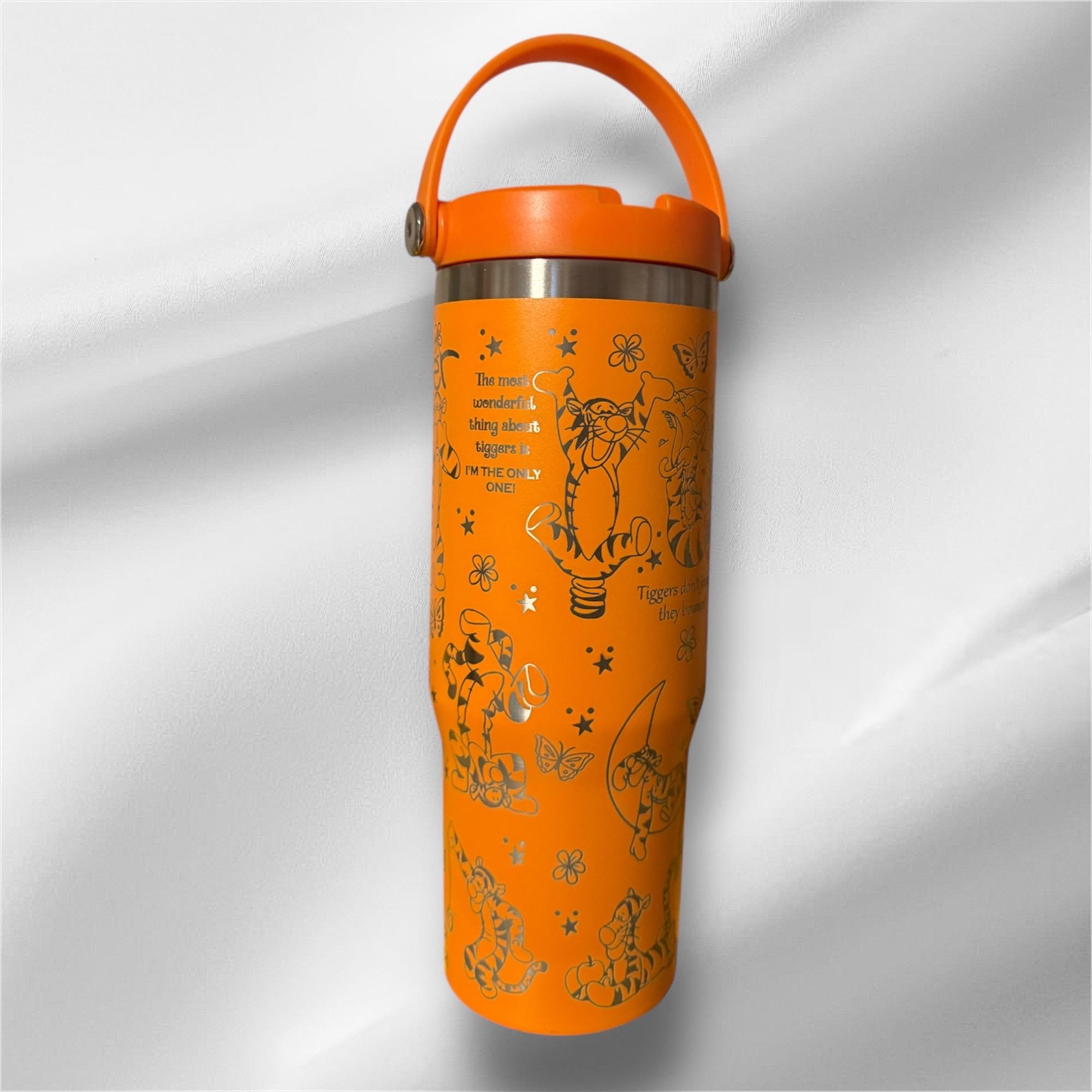 30z Tigger from Winnie the Pooh Tumbler |  Laser Engraved Tumbler | Handle, Lid and Straw Included