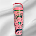 30z Rainbow Accent Betty Boop Tumbler | Laser Engraved Tumbler | Handle, Lid and Straw Included