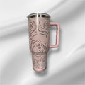 40z Rose Edition Tumbler | Laser Engraved Tumbler | Handle, Lid and Straw Included