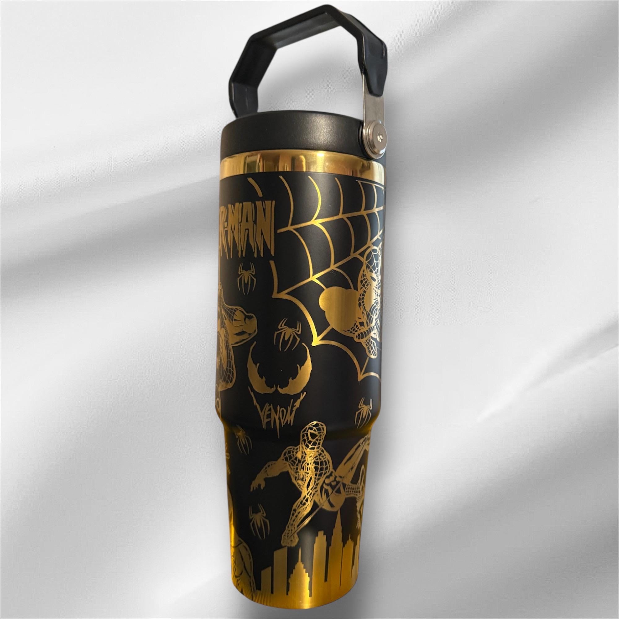 Spider-Man Tumbler | 30oz Gold Laser Engraved Cup