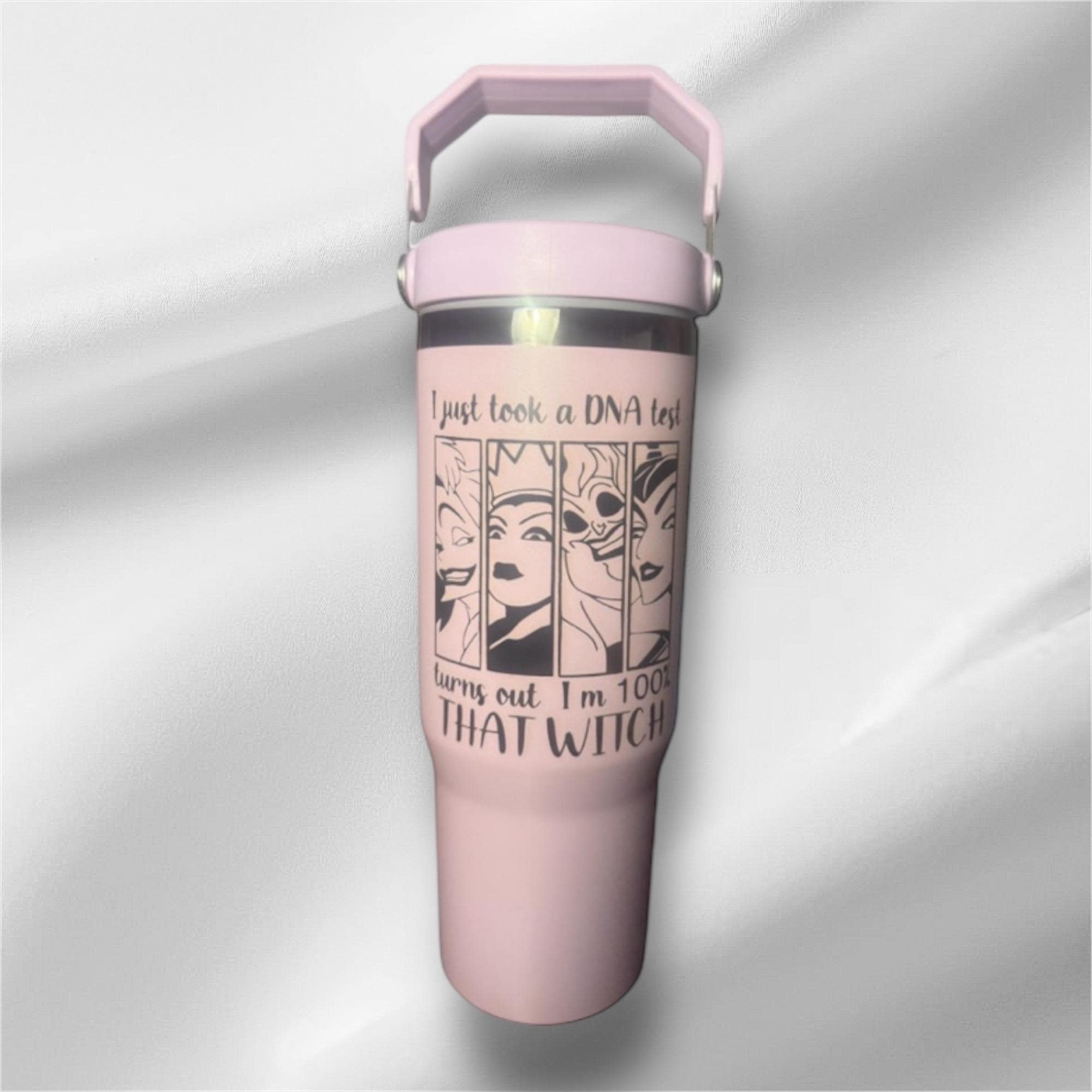 30z Black Plated Disney Witch Tumbler | Laser Engraved Tumbler | Handle, Lid and Straw Included