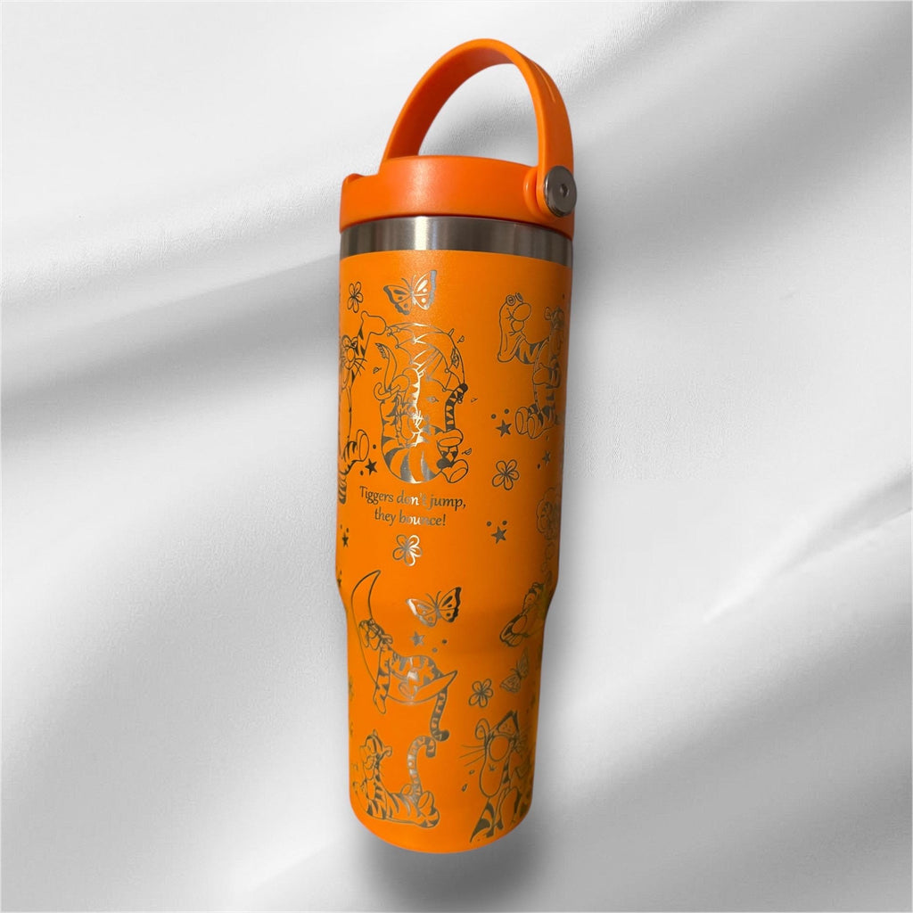 30z Tigger from Winnie the Pooh Tumbler |  Laser Engraved Tumbler | Handle, Lid and Straw Included