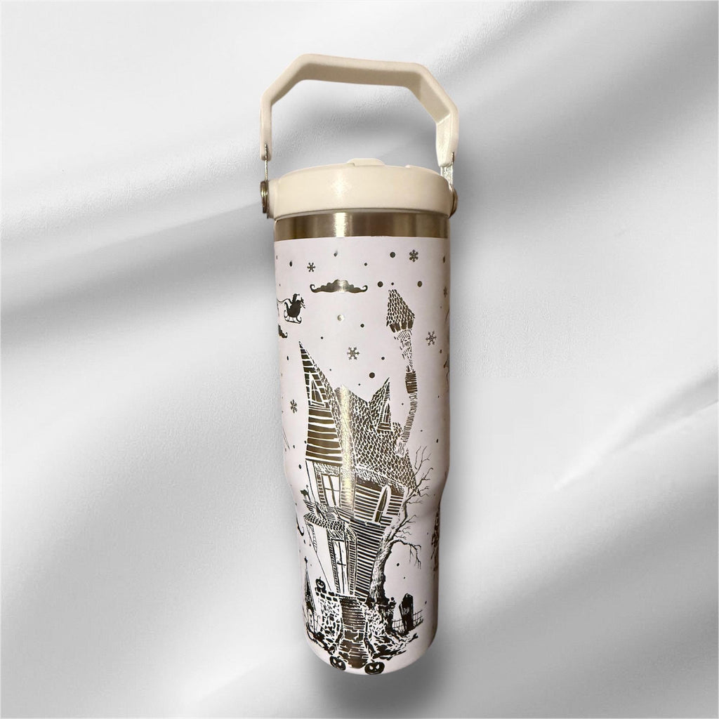 30z Nightmare Before Christmas Personalized Tumbler |  Laser Engraved Tumbler | Handle, Lid and Straw Included