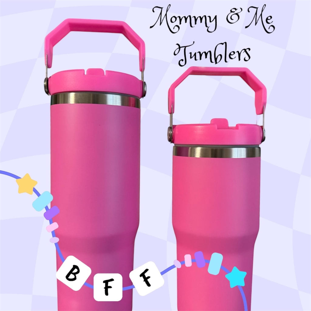Mommy & Me Tumblers, Personalized Design Included, Matching Tumblers with Handle and Lid