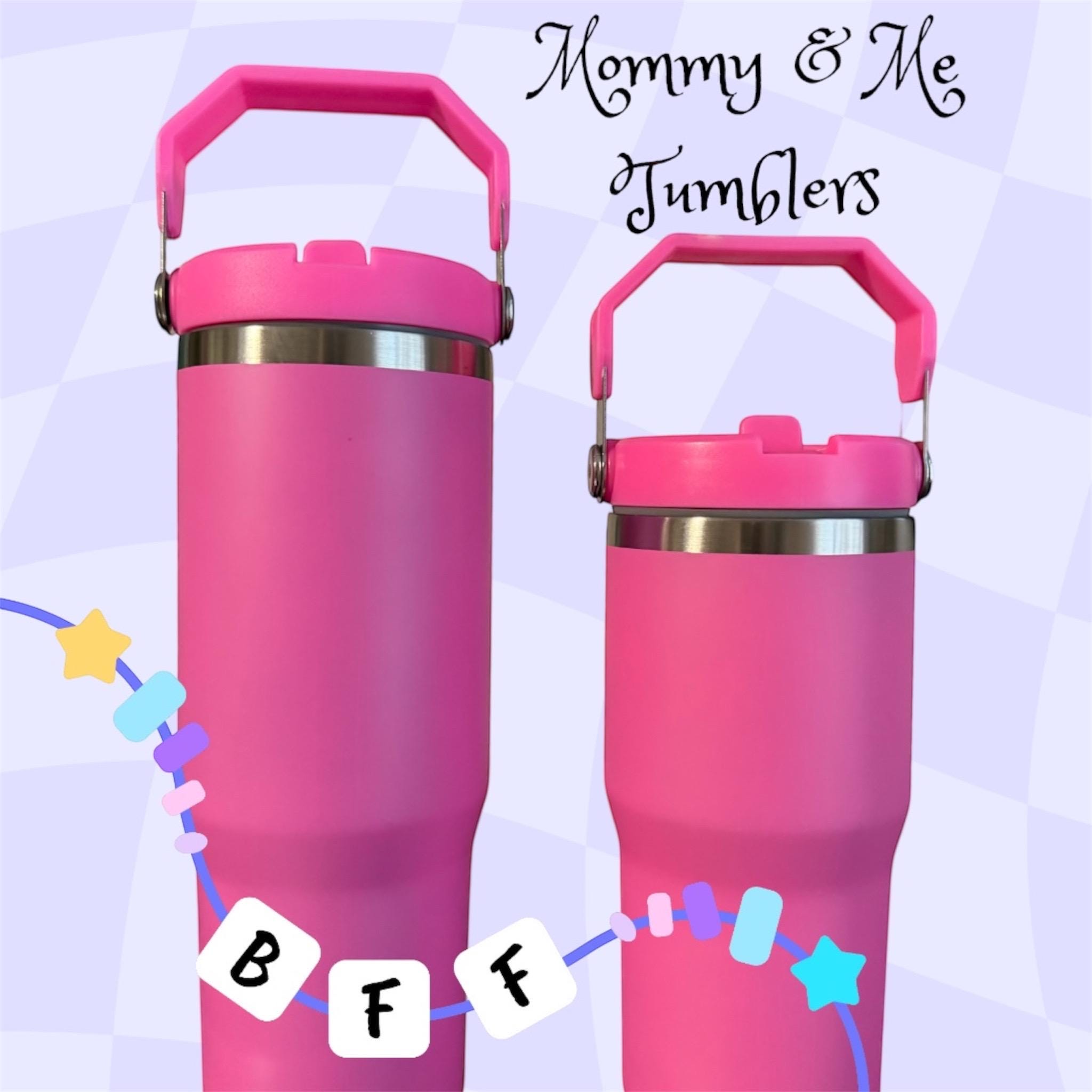 Mommy & Me Tumblers, Personalized Design Included, Matching Tumblers with Handle and Lid