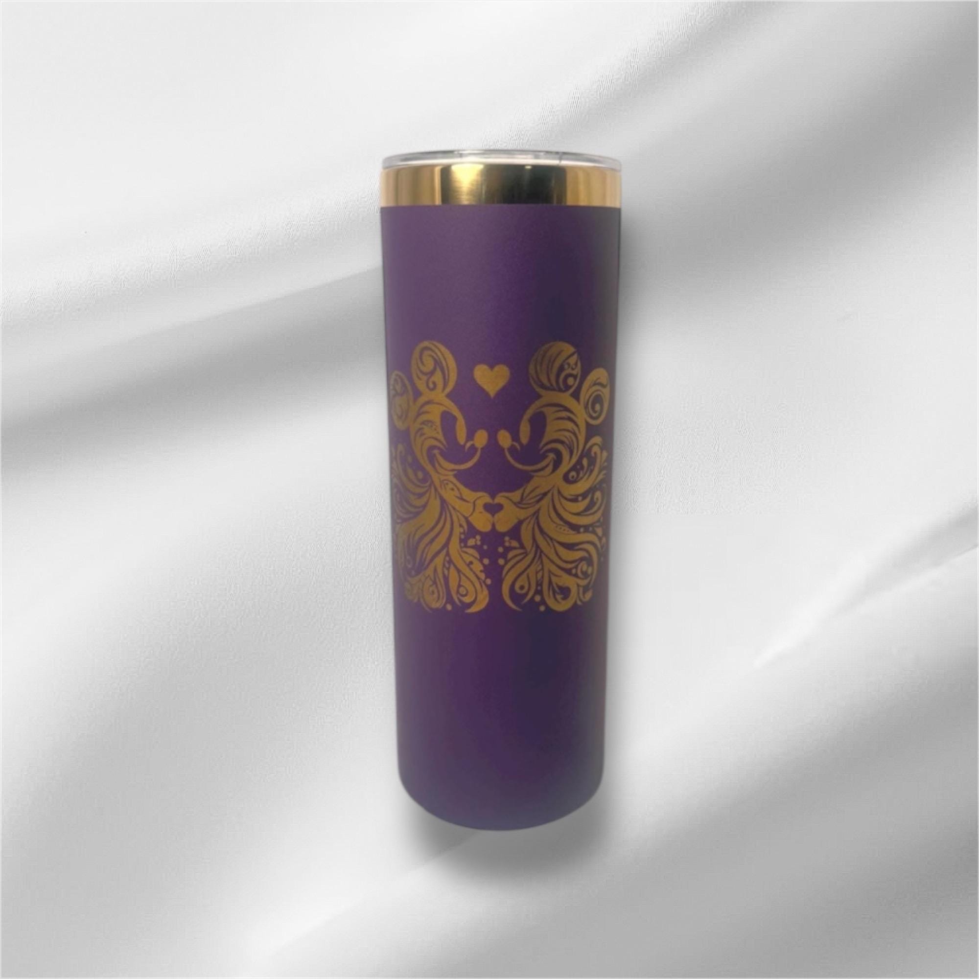 20oz Mickey & Minnie Purple Gold Plated Bottle | Laser Engraved Bottle