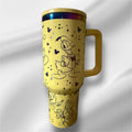 Donald Duck Tumbler: 40oz Yellow Rainbow Plated Laser Engraved Cup